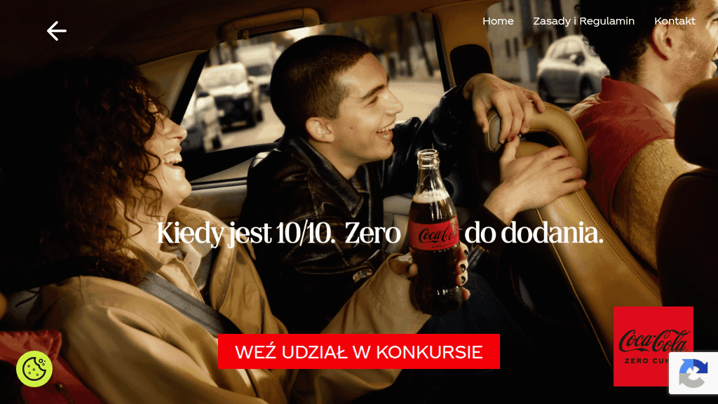 Plakat promocyjny loterii Kup dwa produkty Coca Cola w Żabka z aplikacją Żappka. – szczegóły i nagrody w Żabka