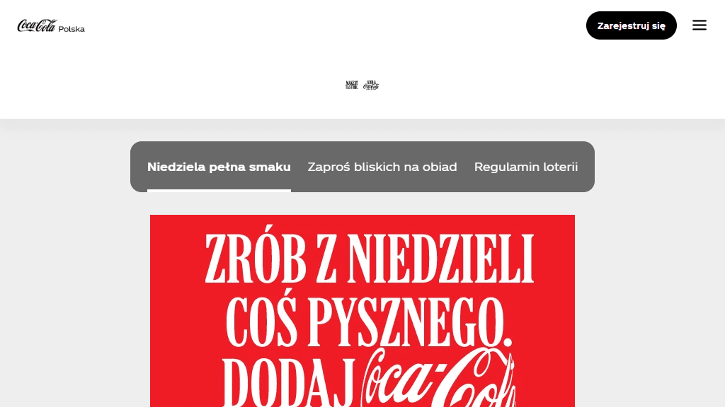 Plakat promocyjny loterii Zeskanuj kody z napojów Coca Cola, Sprite, Fanta, Kinley w aplikacji Coca Cola, wymień tokeny na losy i graj o nagrody. – szczegóły i nagrody w Dowolny Sklep