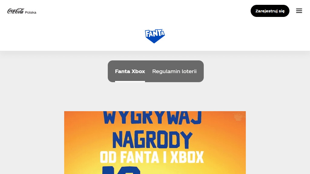 Plakat promocyjny loterii Kup Fanta, zarejestruj kod i token w Aplikacji – szczegóły i nagrody w Dowolny Sklep