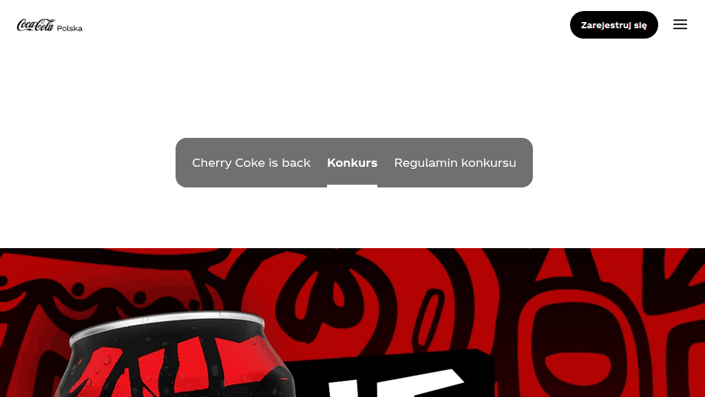 Plakat promocyjny loterii Kup Cherry Coke Retro 330ml w Żabce – szczegóły i nagrody w Żabka