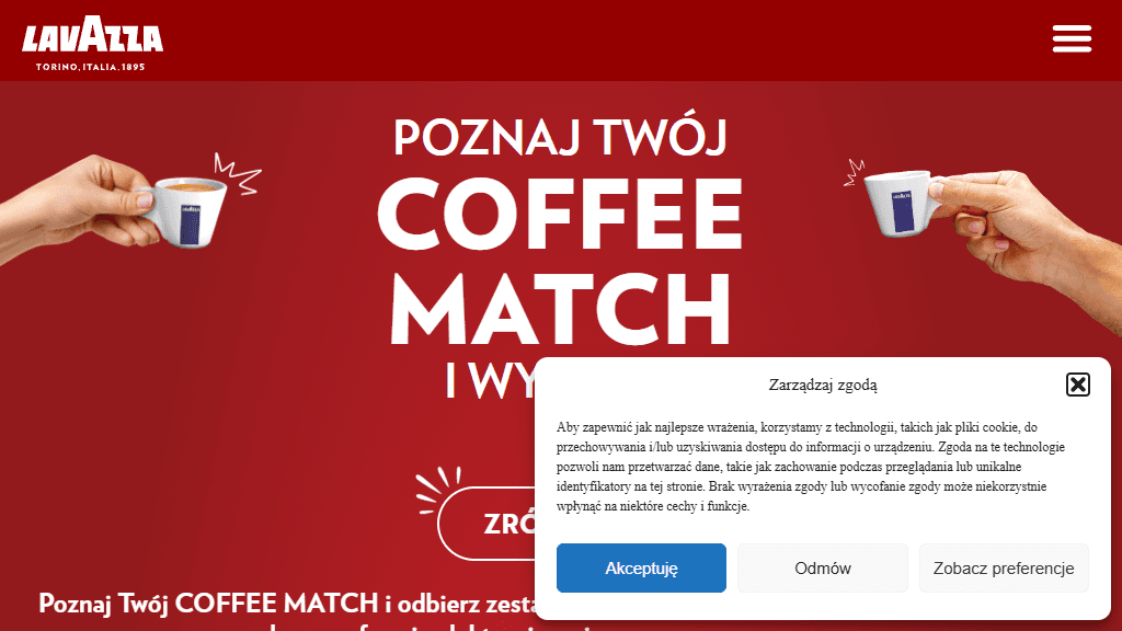 Plakat promocyjny loterii Kup kawę Lavazza, wykonaj quiz i zadanie kreatywne. – szczegóły i nagrody w Dowolny Sklep