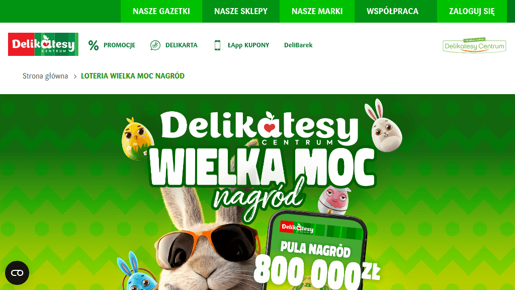 Plakat promocyjny loterii Używaj Delikarty w Delikatesy Centrum i odkrywaj ZdrAPPki w aplikacji – szczegóły i nagrody w Delikatesy Centrum