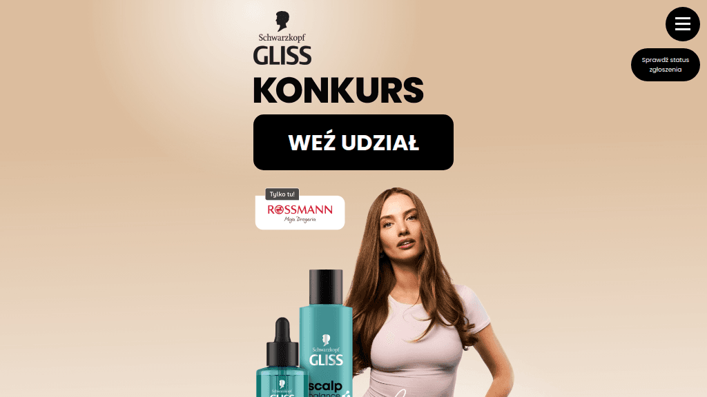 Plakat promocyjny loterii Kup dwa produkty Schwarzkopf Gliss w Rossmann i nagraj film – szczegóły i nagrody w Rossmann