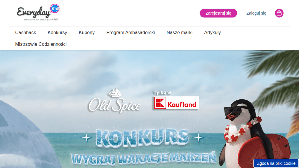 Plakat promocyjny loterii Kup dwa produkty Old Spice w Kaufland, odpowiedz na pytanie. – szczegóły i nagrody w Kaufland