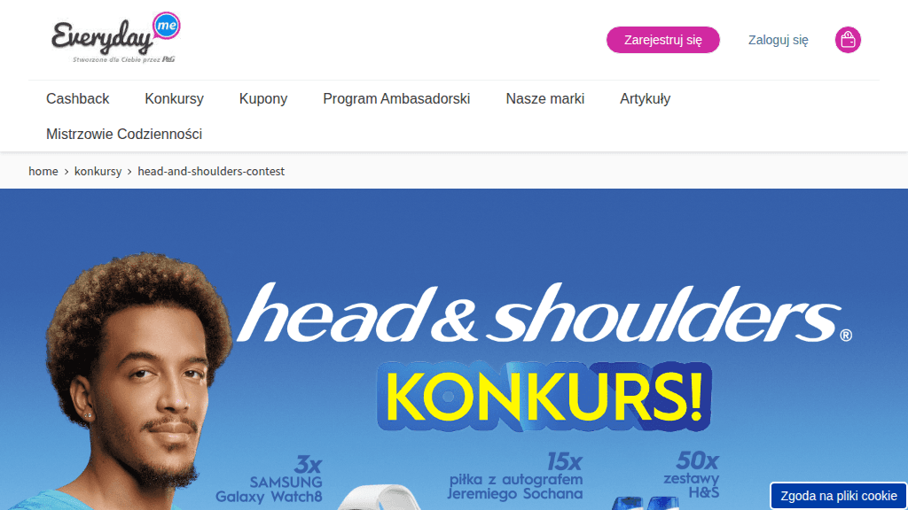 Plakat promocyjny loterii Kup dwa produkty Head Shoulders w Hebe i wykonaj zadanie – szczegóły i nagrody w Hebe