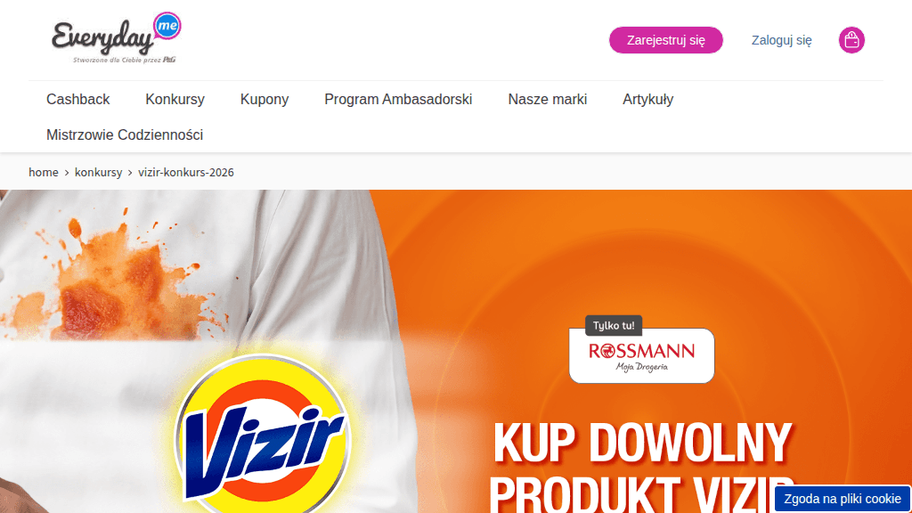 Plakat promocyjny loterii Kup Vizir w Rossmann i opisz wasze rodzinne nawyki. – szczegóły i nagrody w Rossmann