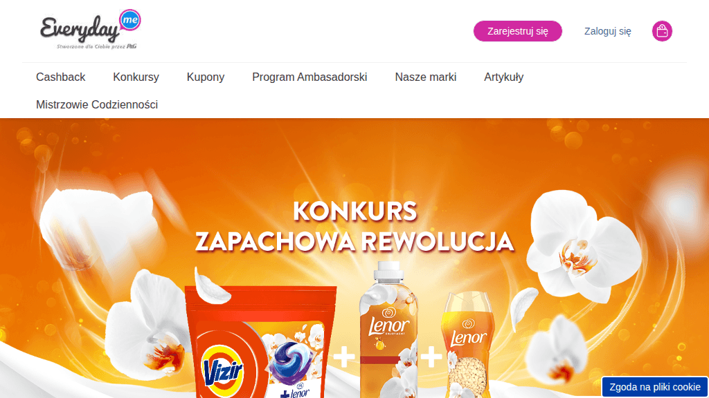 Plakat promocyjny loterii Kup dwa produkty Vizir, Lenor lub Ambi Pur w Kaufland. – szczegóły i nagrody w Kaufland