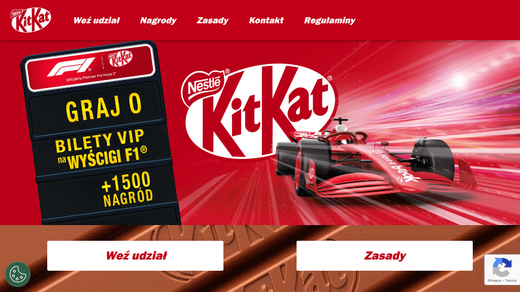 Plakat promocyjny loterii Kup dowolny produkt marki Kitkat i zarejestruj paragon – szczegóły i nagrody w Dowolny Sklep