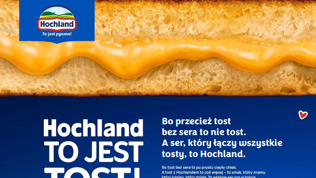 Plakat promocyjny loterii Kup dwa produkty marki Hochland i opisz sposób na tosty – szczegóły i nagrody w Dowolny Sklep