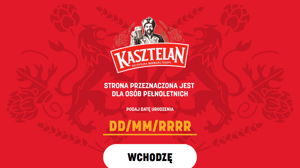 Plakat promocyjny loterii Kup cztery piwa Kasztelan z aplikacją Żappka w Żabce. – szczegóły i nagrody w Żabka