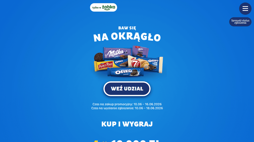 Plakat promocyjny loterii Kup 2 produkty Oreo w Żabka używając aplikacji Żappka. – szczegóły i nagrody w Żabka