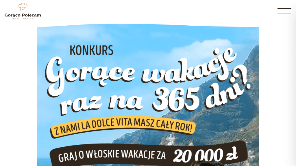 Plakat promocyjny loterii Kup kanapkę Schiacciata i napój w Gorąco Polecam lub Wolt – szczegóły i nagrody w Gorąco Polecam Smaki Z Piekarni