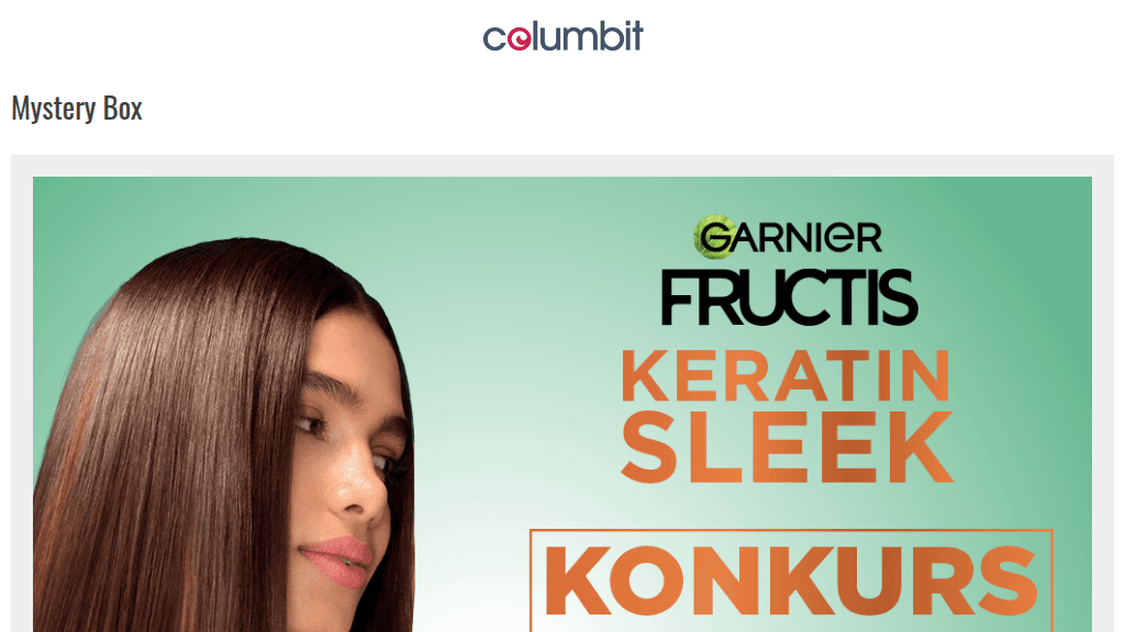 Plakat promocyjny loterii Kup dwa produkty Garnier Fructis Keratin Sleek w Rossmann. – szczegóły i nagrody w Rossmann