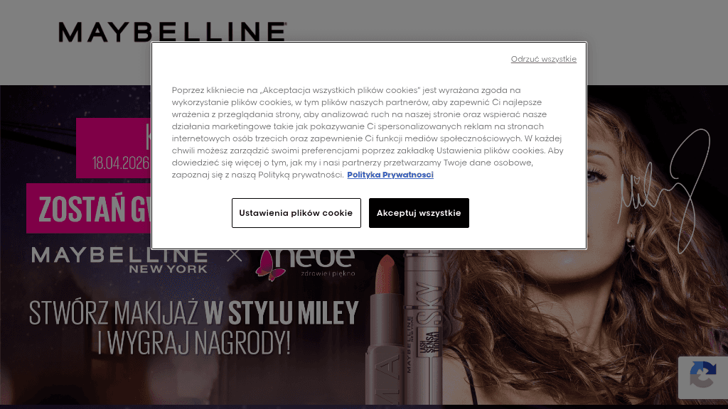 Plakat promocyjny loterii Kup produkty Maybelline w Hebe i opublikuj kreatywny makijaż – szczegóły i nagrody w Hebe
