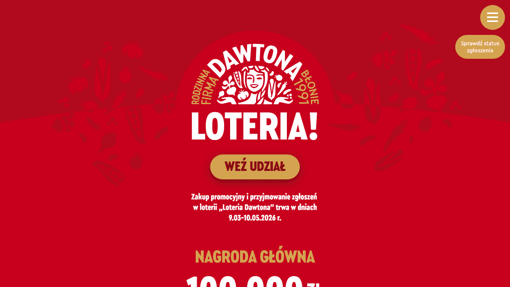 Plakat promocyjny loterii Kup produkty marki Dawtona w sklepie promocyjnym – szczegóły i nagrody w Dowolny Sklep