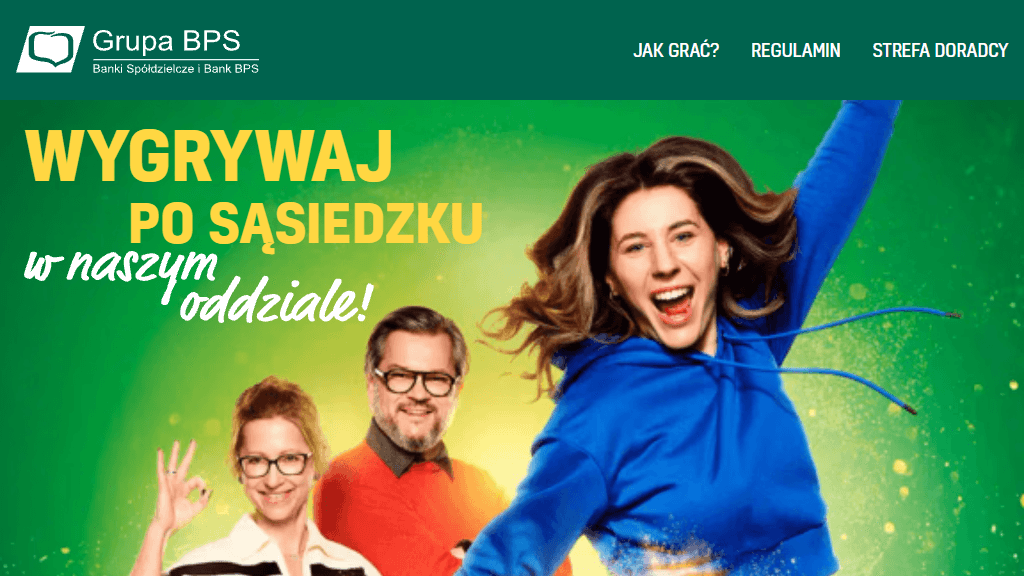 Plakat promocyjny loterii Otwórz konto w banku PBS – szczegóły i nagrody