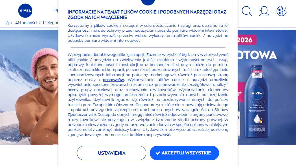 Plakat promocyjny loterii Kup dwa Produkty Nivea, uzyskaj zwrot ceny tańszego. – szczegóły i nagrody w Dowolny Sklep