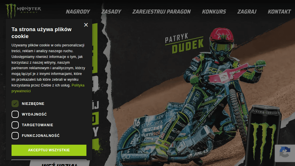 Plakat promocyjny loterii Zagraj w grę i odpowiedz na pytanie konkursowe Monster – szczegóły i nagrody w Dino