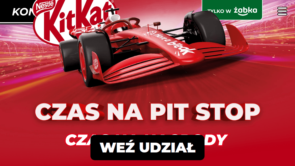Plakat promocyjny loterii Kup dwa Kit Katy w Żabce i wygeneruj obraz AI. – szczegóły i nagrody w Żabka