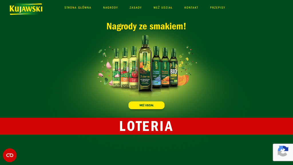 Plakat promocyjny loterii Kup produkt marki Kujawski w dowolnym sklepie i zarejestruj paragon. – szczegóły i nagrody w Aldi
