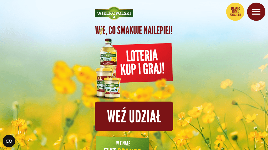 Plakat promocyjny loterii Kup produkt marki Wielkopolski w dowolnym sklepie. – szczegóły i nagrody w Dowolny Sklep
