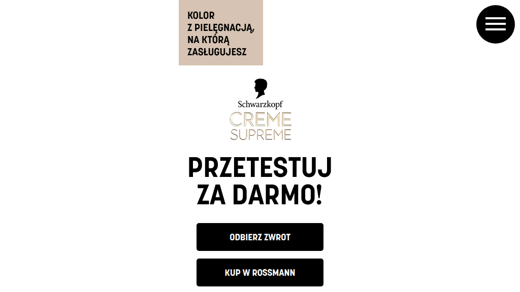 Plakat promocyjny loterii Kup produkt Schwarzkopf Creme Supreme w drogerii Rossmann – szczegóły i nagrody w Rossmann