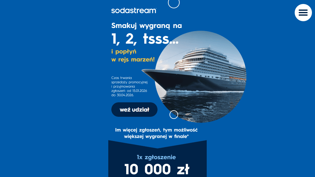 Plakat promocyjny loterii Kup syrop SodaStream, zarejestruj dowód zakupu, wygraj. – szczegóły i nagrody w Dowolny Sklep