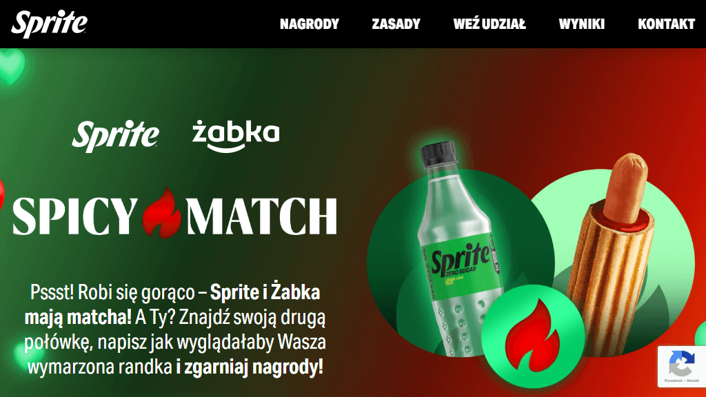 Plakat promocyjny loterii Kup Sprite w Żabce używając Żappki i opisz wymarzoną randkę – szczegóły i nagrody w Zabka
