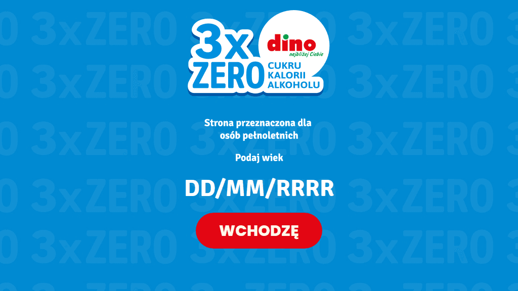 Plakat promocyjny loterii Kup cztery bezalkoholowe Somersby lub Okocim w Dino, wymyśl hasło – szczegóły i nagrody w Dino