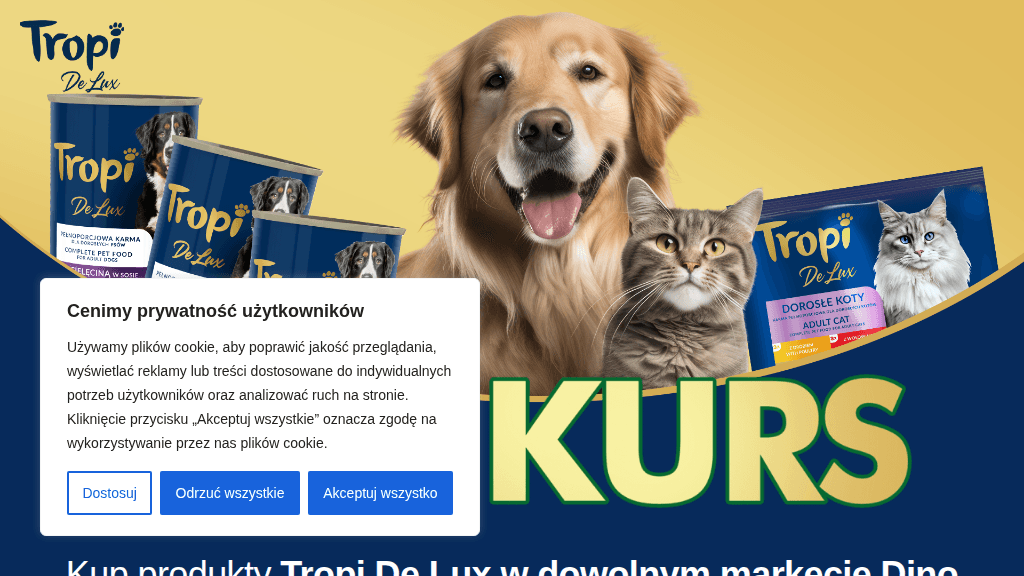 Plakat promocyjny loterii Kup Tropi De Lux w Dino i zrób zdjęcie pupila – szczegóły i nagrody w Dino